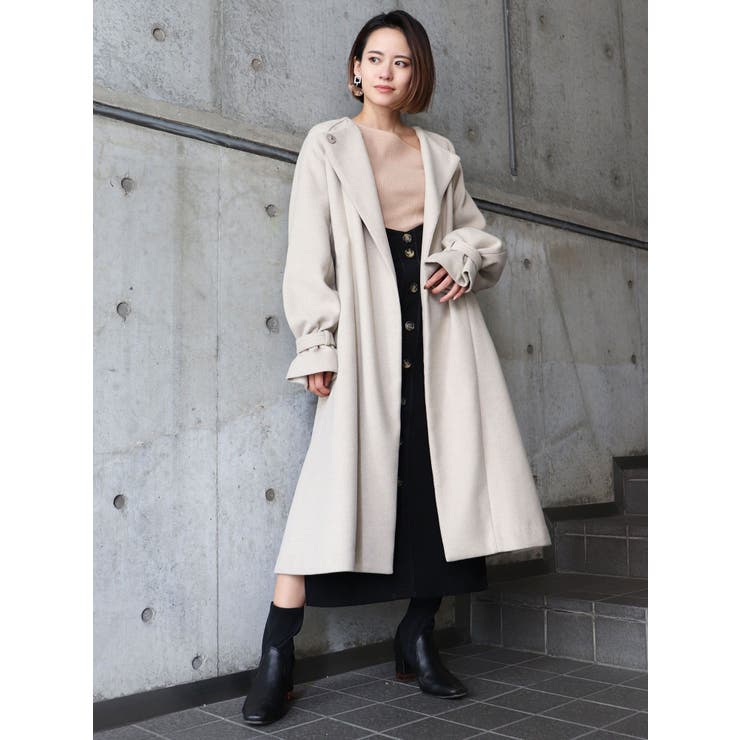 ノーカラーガウンコート[品番：MKSW0025354]｜MURUA（ムルーア）のレディースファッション通販｜SHOPLIST（ショップリスト）