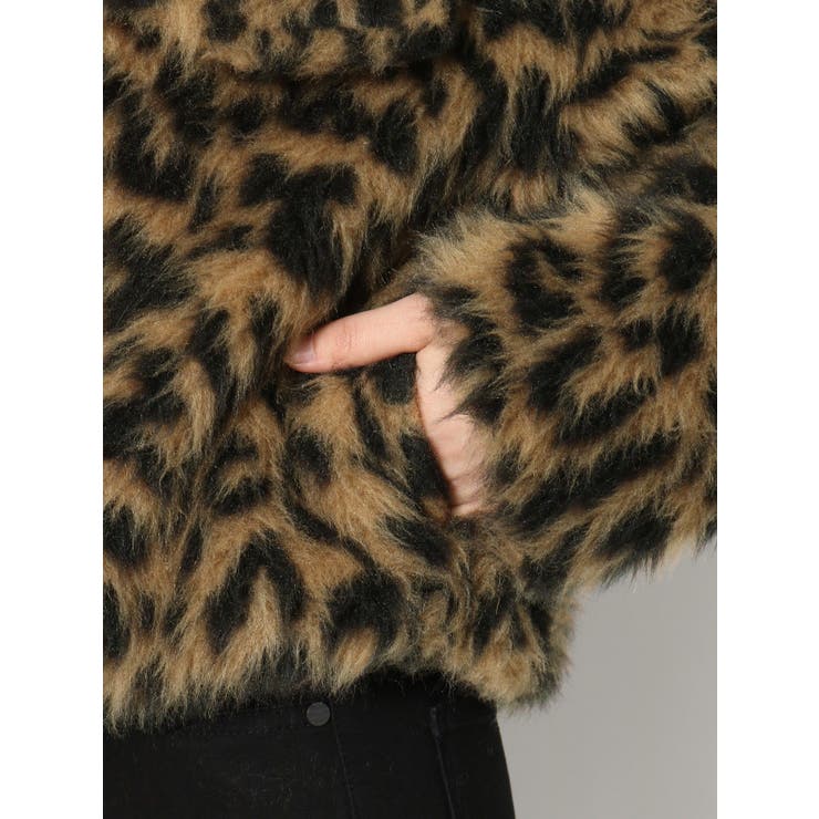 bluelea シャギーショートジャケット 黒 切替シャギージャケット