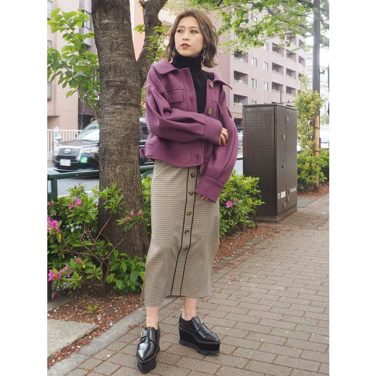 ジャケット・ブルゾン maru セール】スタンドネックフェイクレザージャケット（ブルゾン