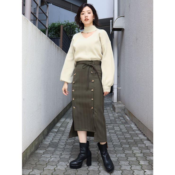 ボタンスリットIラインスカート[品番：MKSW0025412]｜MURUA（ムルーア