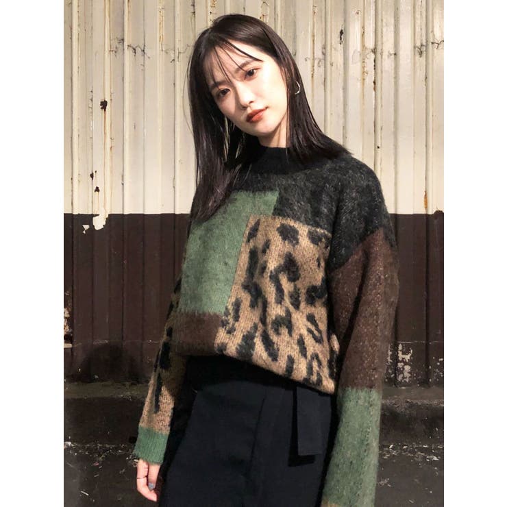 レオパードブロッキングニット[品番：MKSW0022426]｜MURUA（ムルーア）のレディースファッション通販｜SHOPLIST（ショップリスト）
