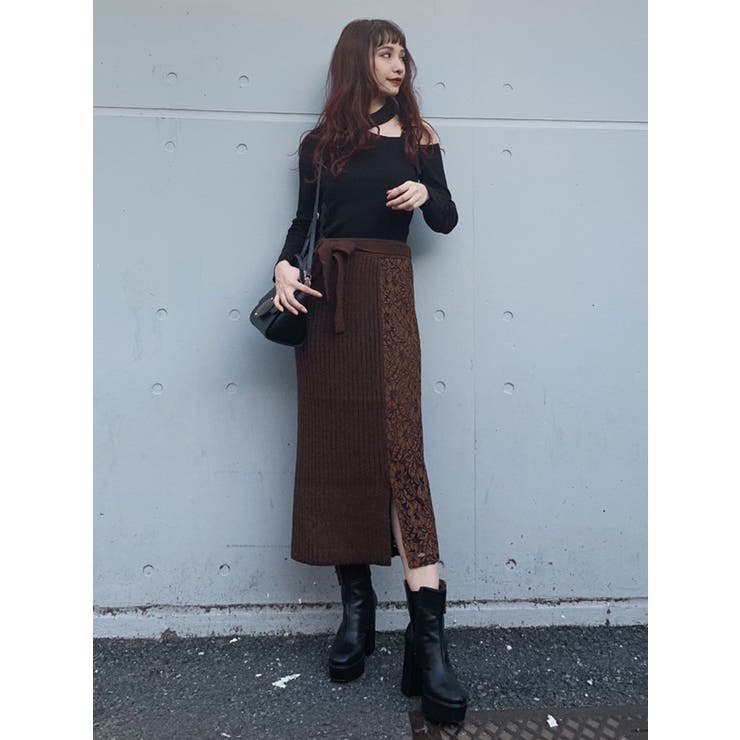 s.☺︎*様❤️⭐️A924⭐️ MURUA ♥ リブ ワンショルベルトタイトニット ワンショルベルトタイトニット[品番：MKSW0025431]｜MURUA