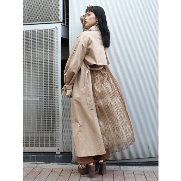 ベージュ | レースプリーツトレンチコート | MURUA
