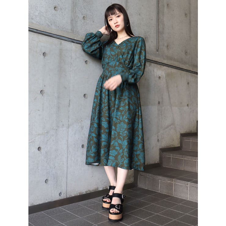 シルエットフラワーコルセットワンピース[品番：MKSW0027026]｜MURUA
