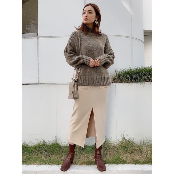 ダブルバックルハイウエストタイトスカート[品番：MKSW0027033