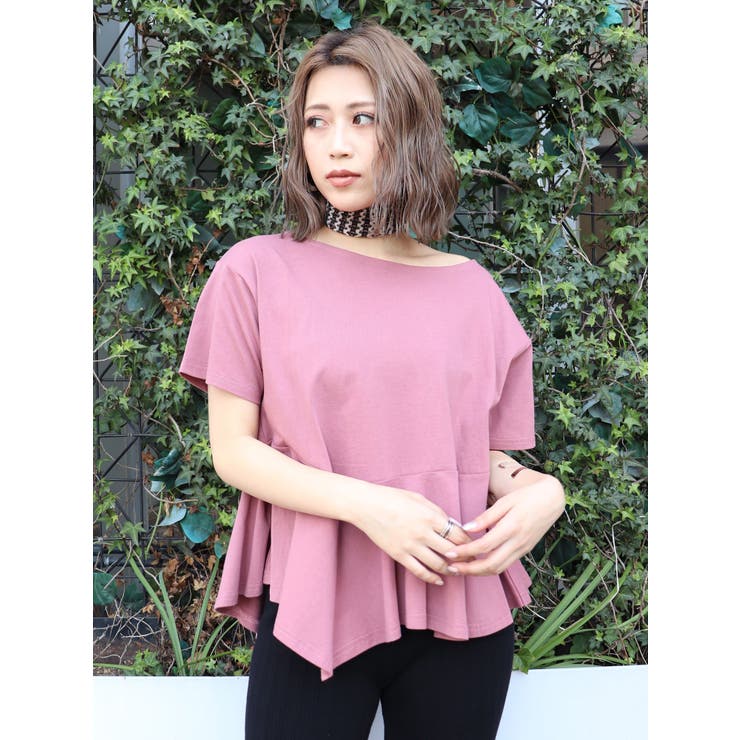 春のコレクション MURUA 千鳥ペプラム♡ Tシャツ/カットソー(七分/長袖 ...