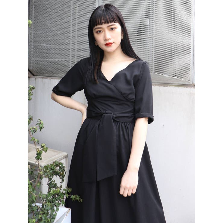 ワイドベルトカシュクールワンピース[品番：MKSW0029911]｜MURUA