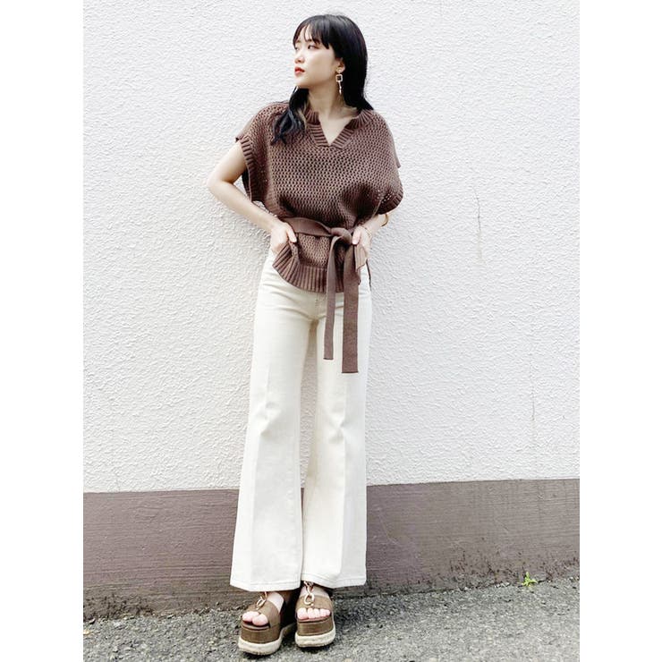 フロントボタンフレアパンツ[品番：MKSW0029919]｜MURUA