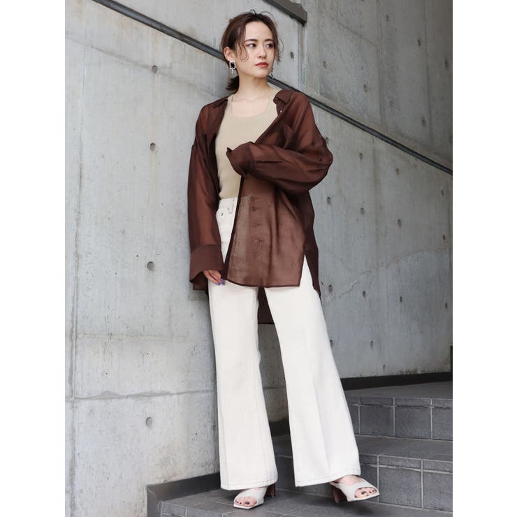 COLUMNコラム スパングル タンクトップ グレー フリーサイズ AIVER 20/-シルケット天竺サイドスリットロングタンクトップ