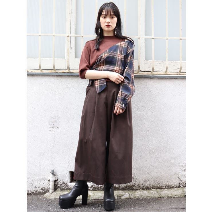 萌 モユル ガウチョパンツ M-L レッド 朱色 リネン コットン k538s.jpg