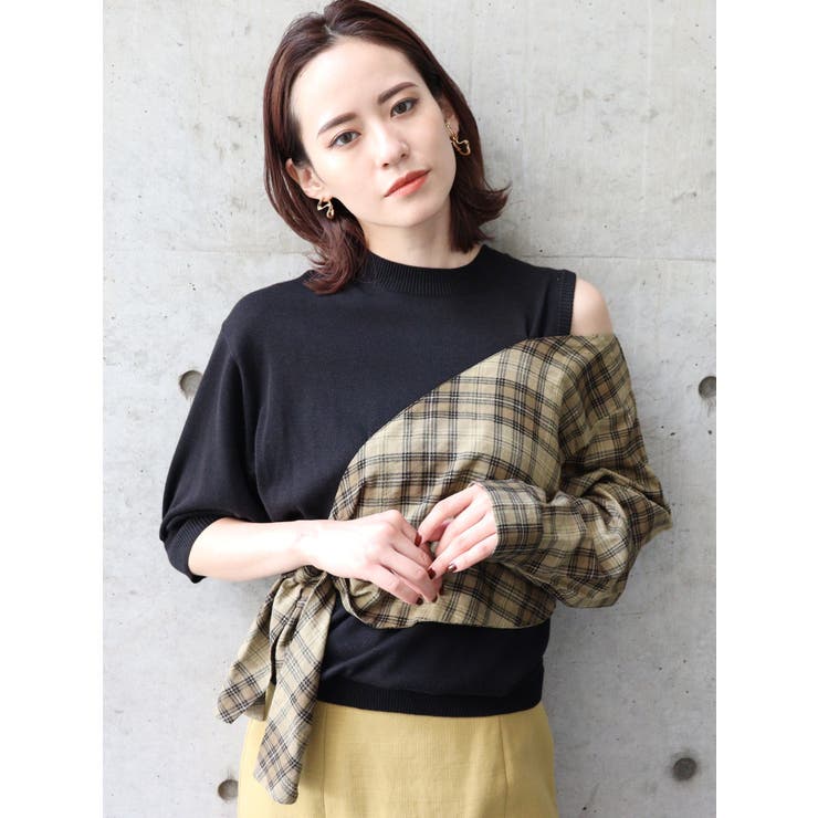 チェックドッキングニット[品番：MKSW0031090]｜MURUA（ムルーア）の