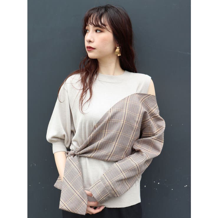チェックドッキングニット[品番：MKSW0031090]｜MURUA（ムルーア