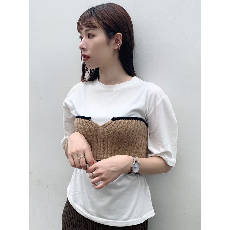 ニットビスチェレイヤードTシャツ[品番：MKSW0032304]｜MURUA（ムルーア）のレディースファッション通販｜SHOPLIST（ショップリスト）