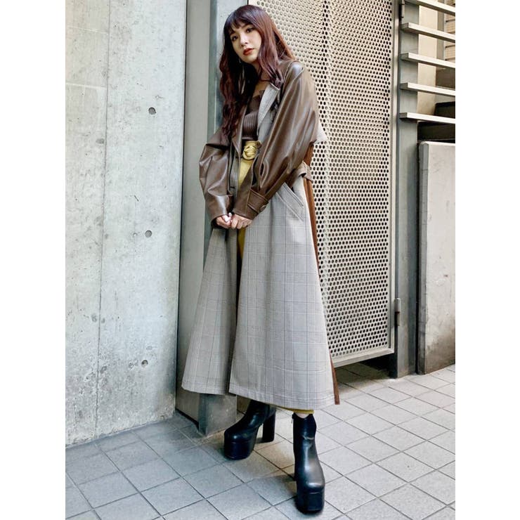 MURUA マテリアルミックストレンチコート（ミックス