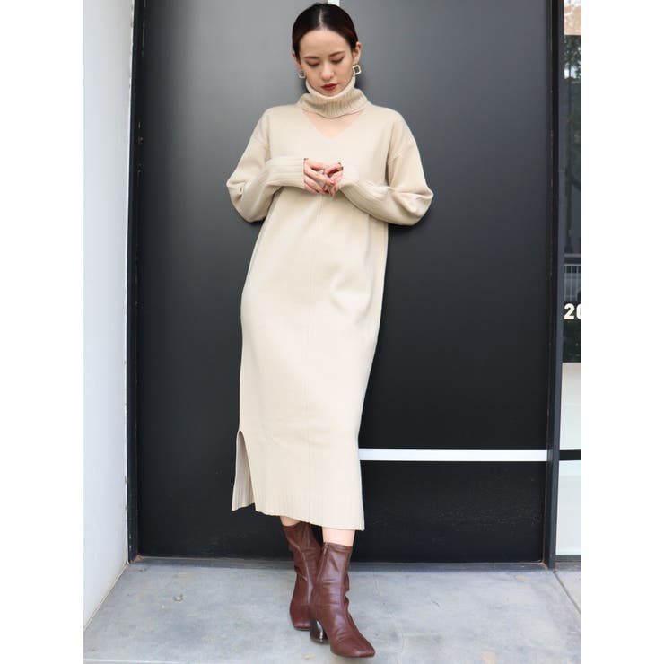 フロントオープンニットワンピース[品番：MKSW0032743]｜MURUA  