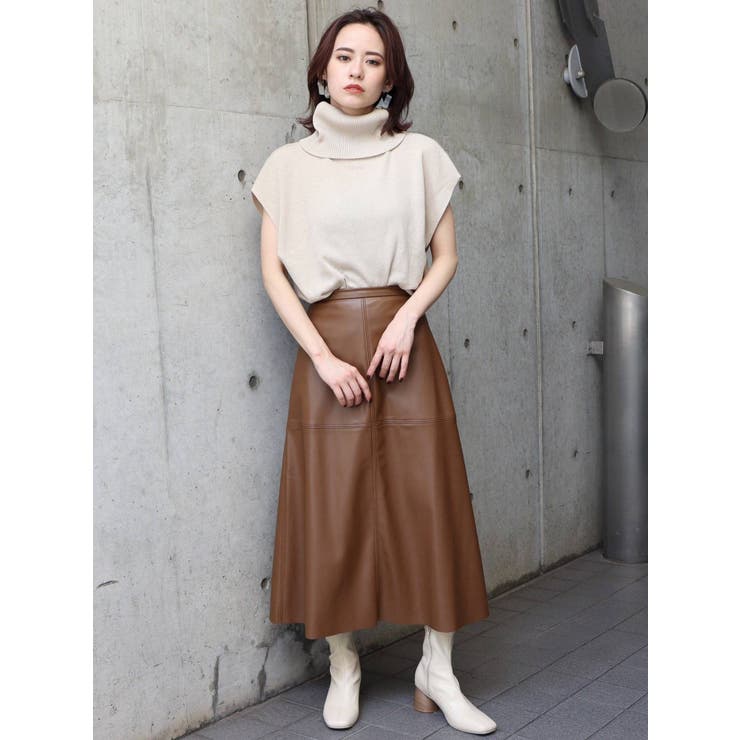シンセティックレザーAラインスカート[品番：MKSW0031098]｜MURUA