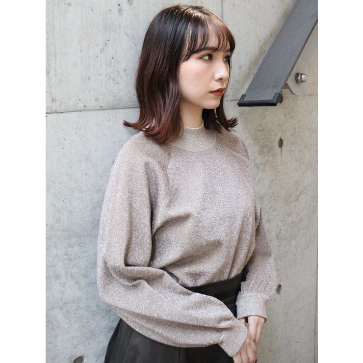 【特価】 ラメパフスリーブニット[品番：MKSW0034237]｜MURUA（ムルーア トップス