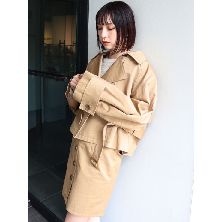 クロップドショートトレンチコート[品番：MKSW0034482]｜MURUA