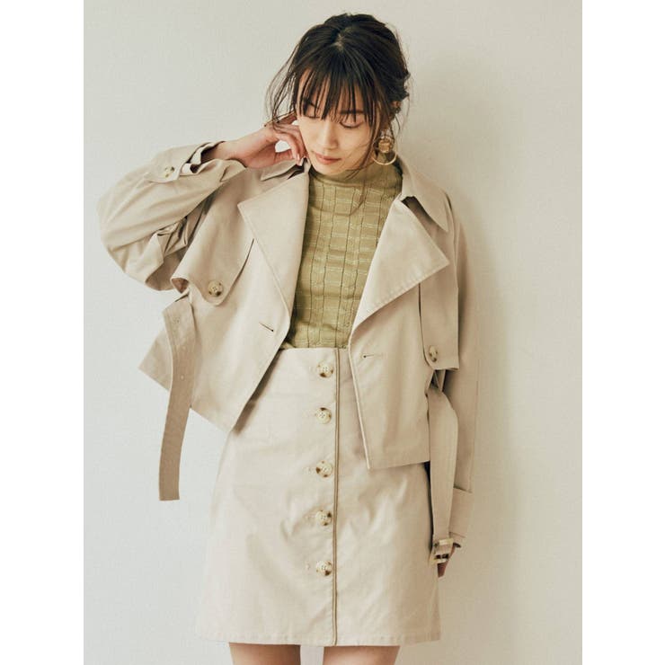 UNITED ARROWS 襟のアレンジ3way ショート丈フレアトレンチ M