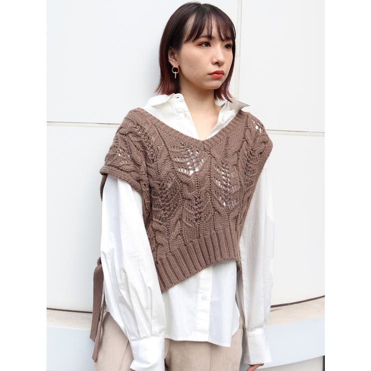 ニットベストレイヤーデザインシャツ[品番：MKSW0034488]｜MURUA（ムルーア）のレディースファッション通販｜SHOPLIST（ショップリスト）