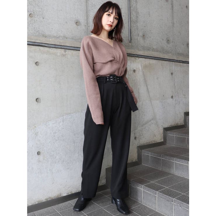 ⭕️kana⭕️モフマヌルのヒザタック入りパンツ（Ｆ） スリットタックパンツ[品番：MKSW0035281]｜MURUA（ムルーア）の