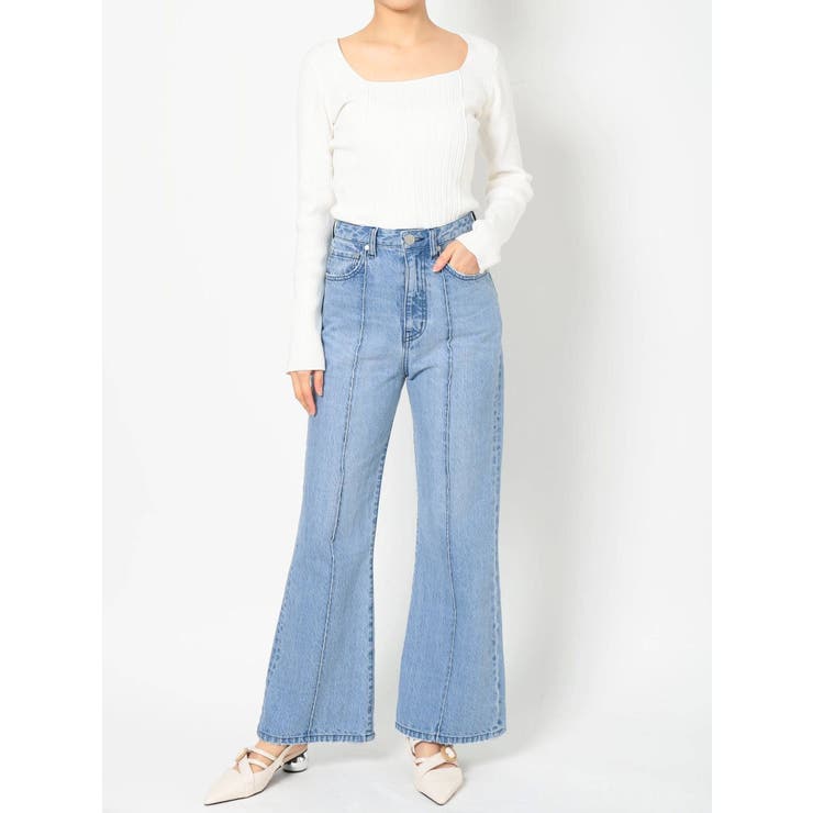 ピンタックフレアデニム