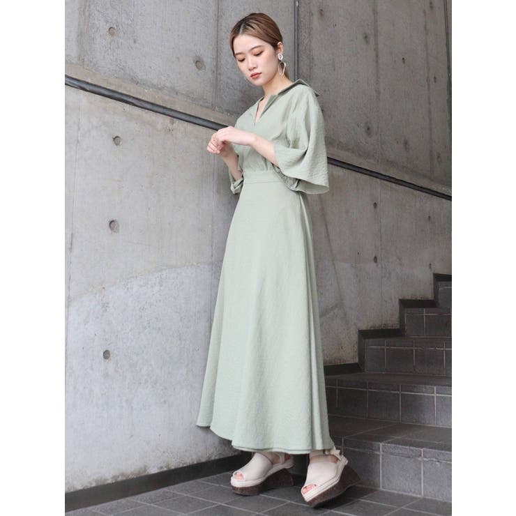 6(ROKU)＞MIX CUT DRESS/ワンピース ノースリーブ