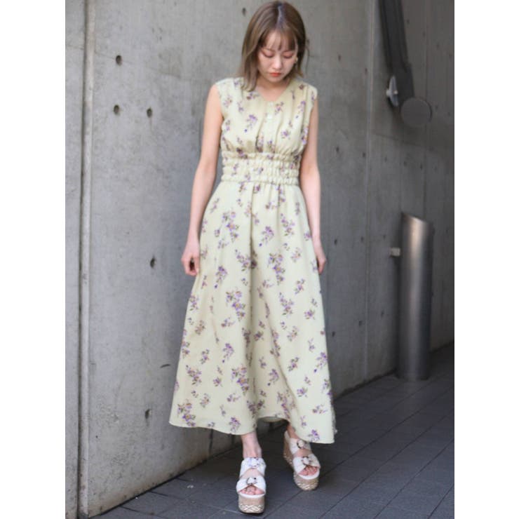 ONLINE限定】ブラーフラワーロングワンピース[品番：MKSW0036638