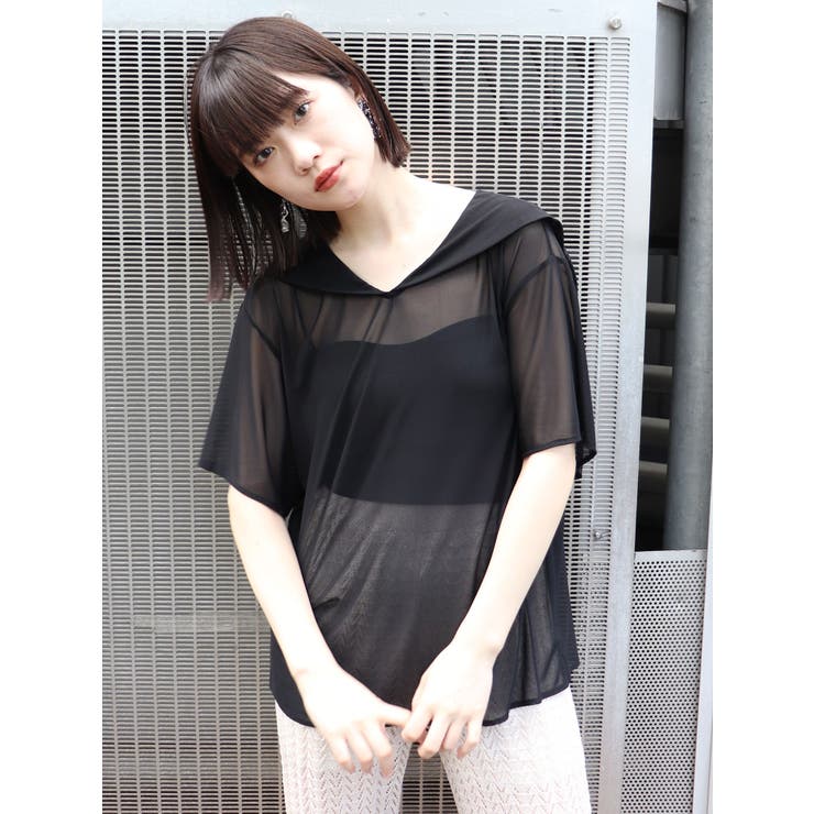 キャメル】セーラーカラーチュールトップス[品番：MKSW0037788]｜MURUA