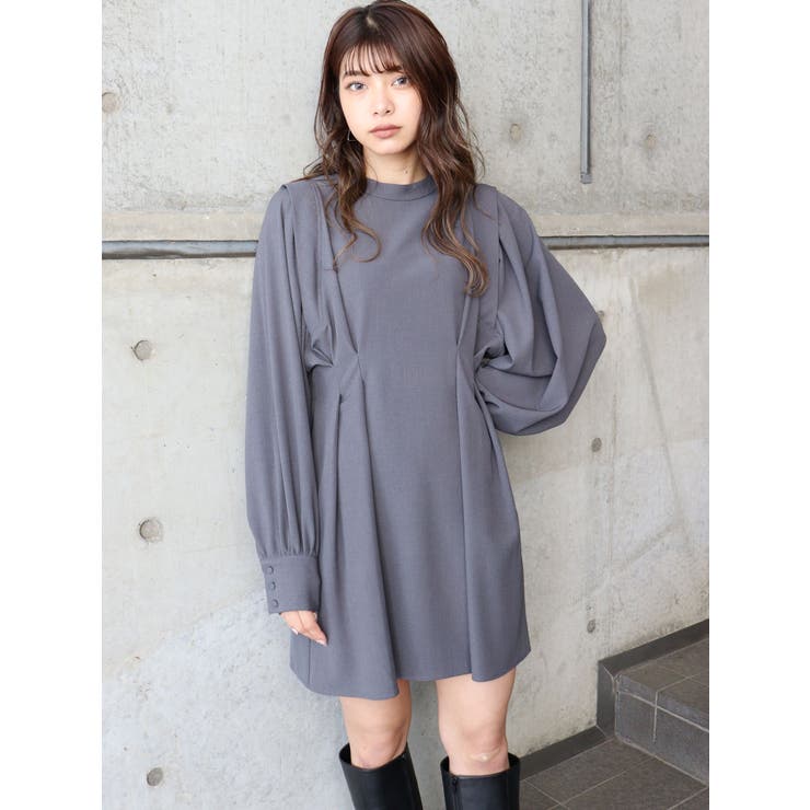 ボリュームスリーブミニワンピース[品番：MKSW0038793]｜MURUA