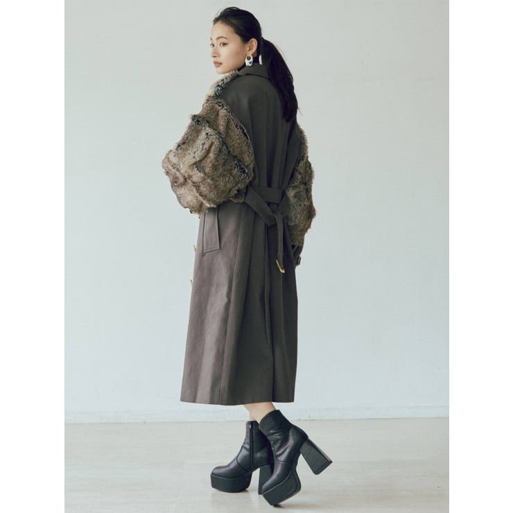 MURUA ロングダブルトレンチ カーキ MURUA ロングダブルトレンチ カーキ -ファッション通販 FASHION