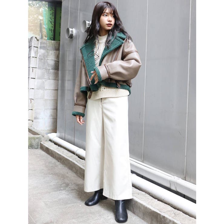 ONLINE限定】ベルトフェイクムートンブルゾン[品番:MKSW0040845 ONLINE限定】ベルトフェイクムートンブルゾン[品番:MKSW0040845