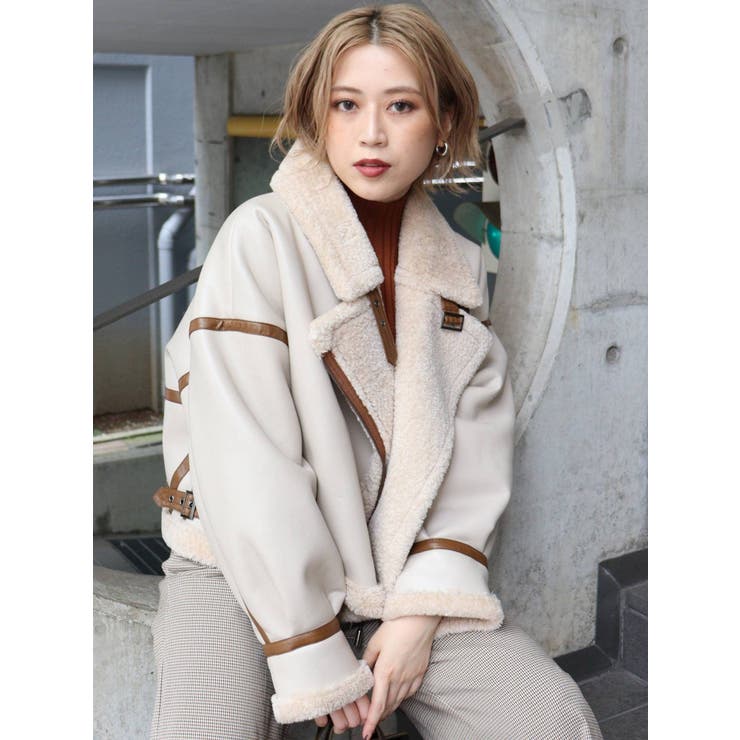ONLINE限定】ベルトフェイクムートンブルゾン[品番：MKSW0040845