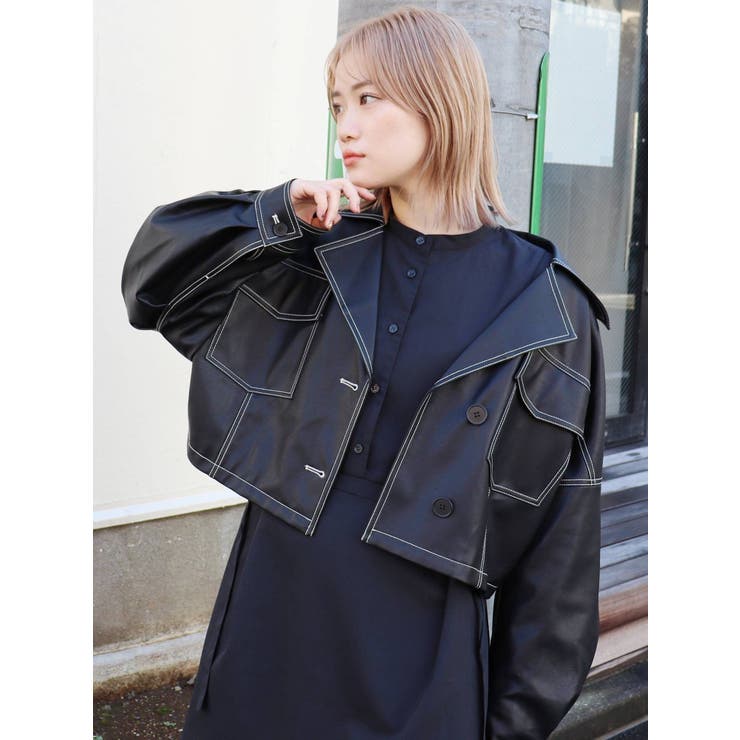 【値下げ可】MURUAレザーショートジャケット フェイクファー付き フェイクレザーショートジャケット[品番：MKSW0048531]｜MURUA