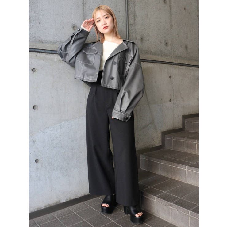 MURUA フェイクレザーショートフライトジャケットセットアップ MURUA