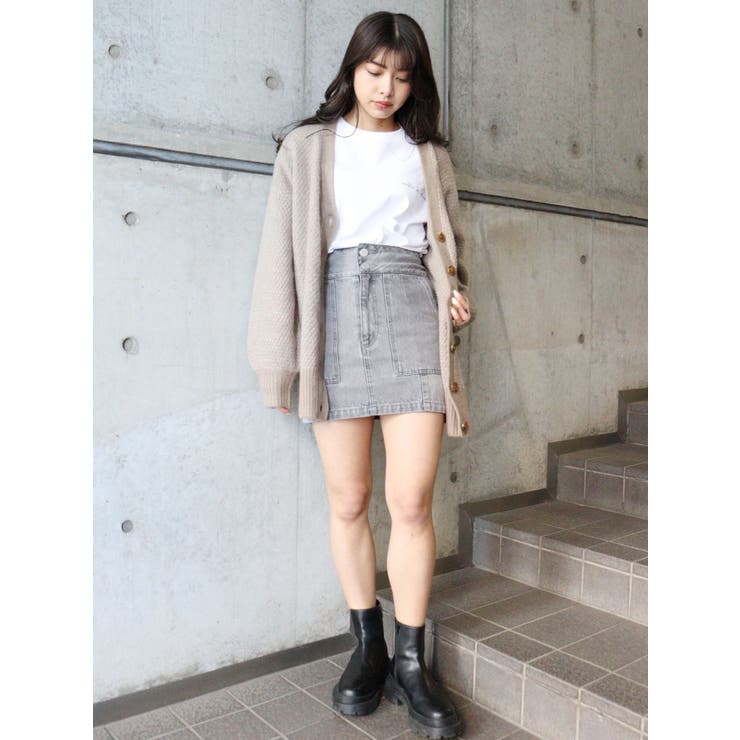 MURUA - 【miさん限定】オーバールーズノーカラージャケット×ハイウエストタイトスカート MURUA（ムルーア）の「オーバールーズノーカラージャケット