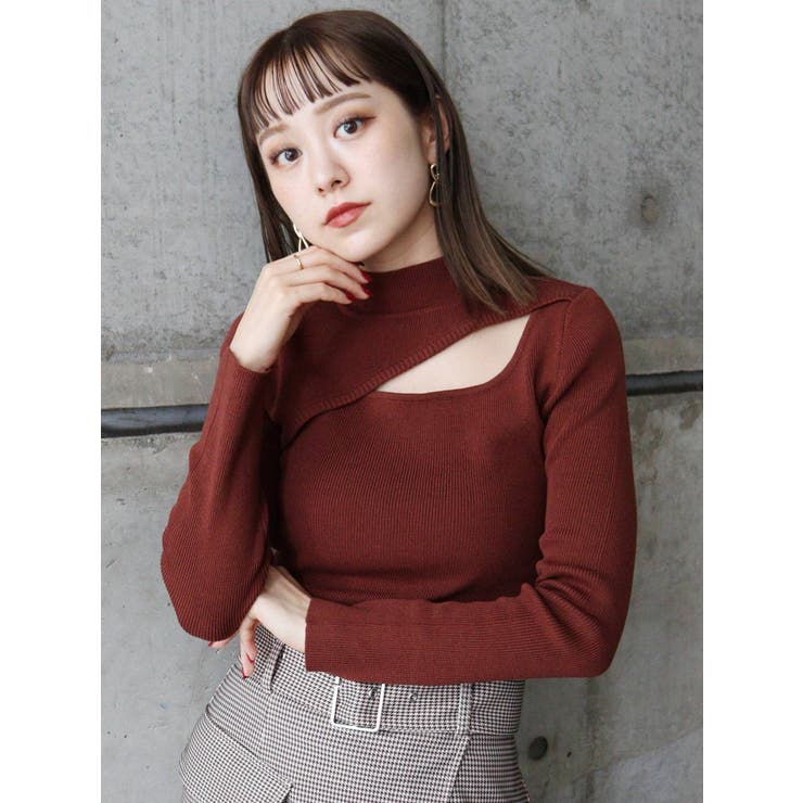 変形ネックニット[品番：MKSW0041336]｜MURUA（ムルーア）のレディース