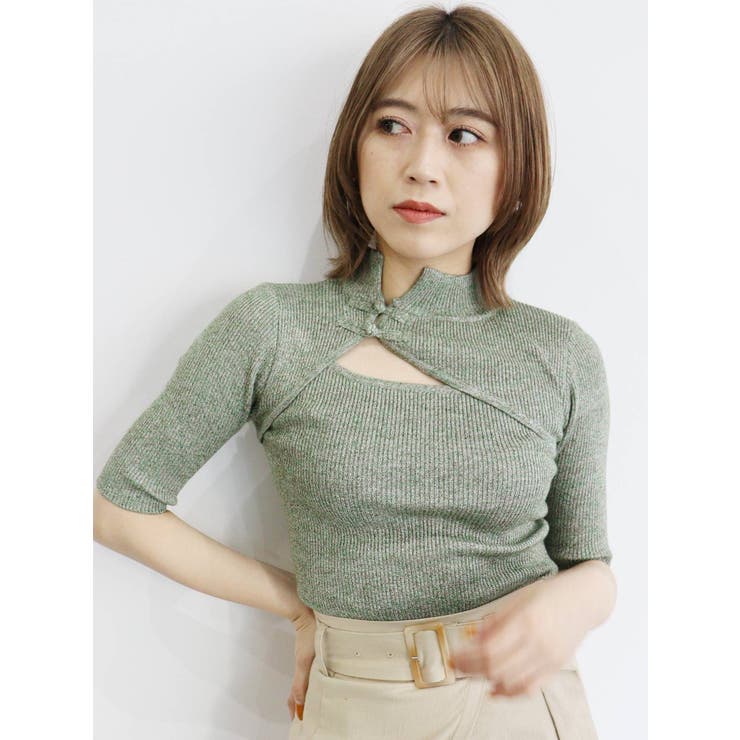 MURUA - ニット セットアップ ガウチョ ジオメトリックフレンチスリーブニットタンク【セット販売対象