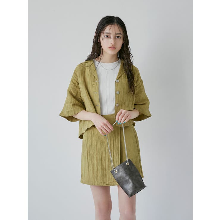 MURUA - 【miさん限定】オーバールーズノーカラージャケット×ハイウエストタイトスカート MURUA オーバールーズノーカラージャケット【セットアップ着用