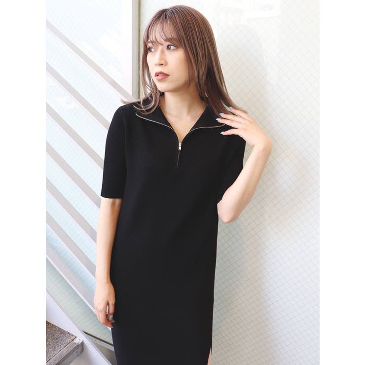Droite lautreamont✨パフスリーブタフタワンピース　ブラック 美品】パフスリーブバックスリットワンピース【ブラック