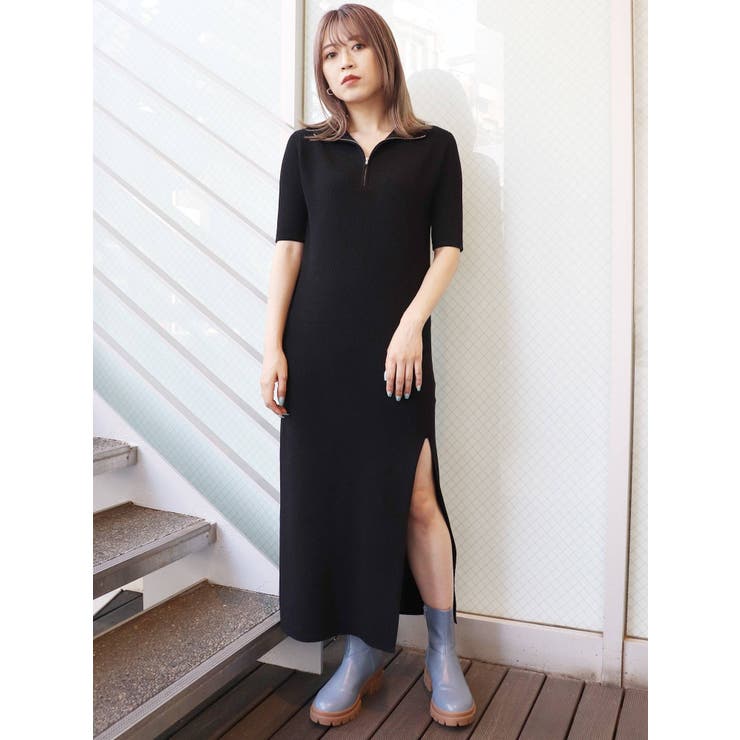 ハーフジップスリットワンピース[品番：MKSW0045214]｜MURUA（ムルーア