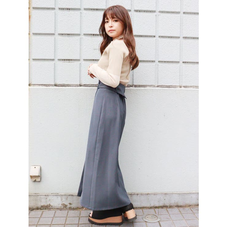 ワイドベルトラップスカート[品番：MKSW0046007]｜MURUA