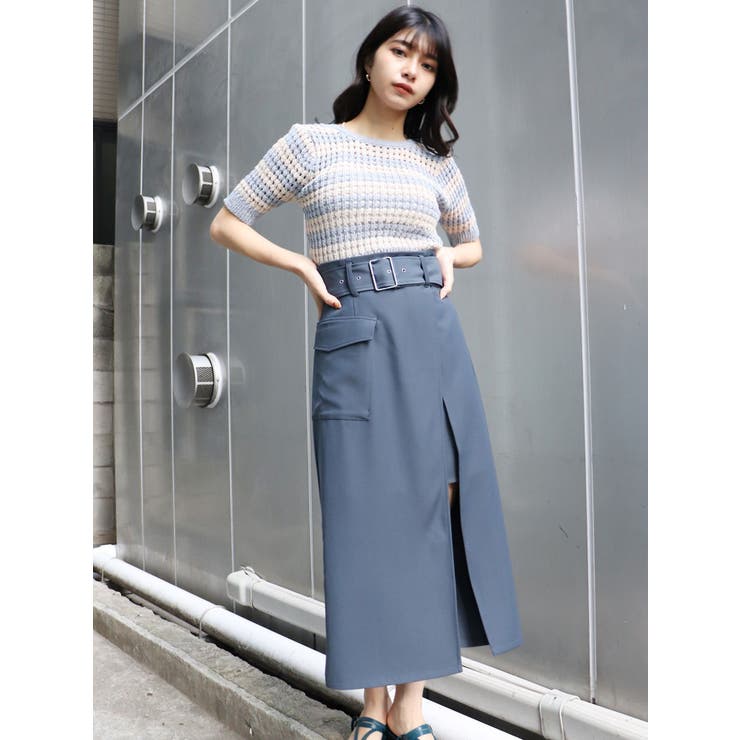 ワイドベルトラップスカート[品番：MKSW0046007]｜MURUA（ムルーア）の