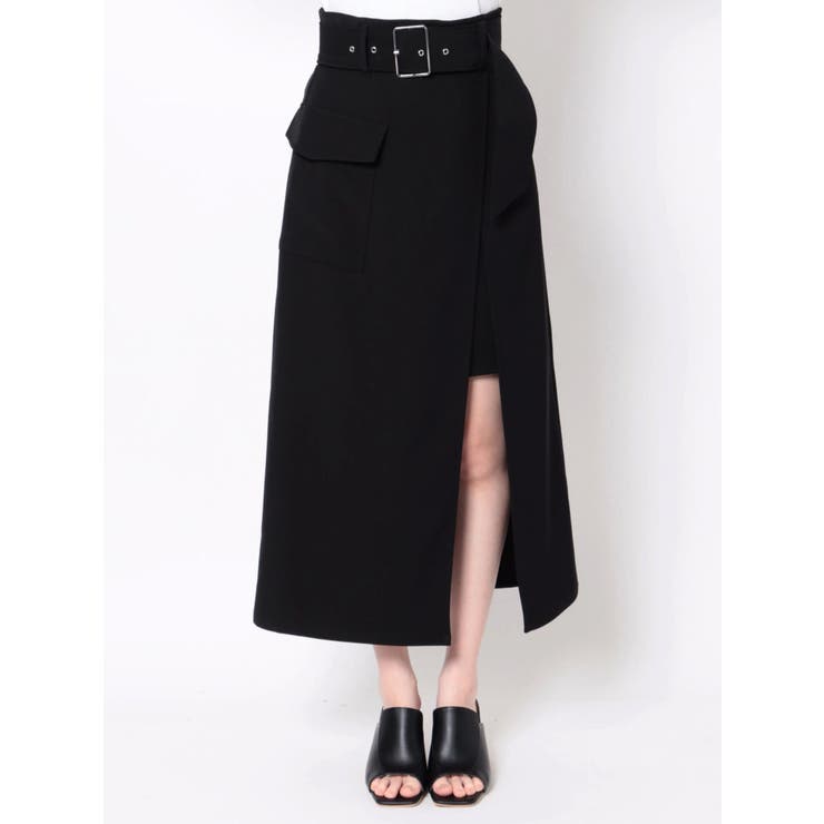 ワイドベルトラップスカート[品番：MKSW0046007]｜MURUA（ムルーア）の