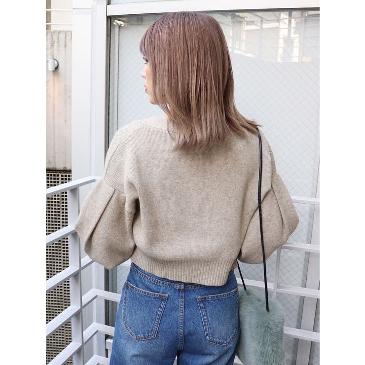 ボリュームスリーブカーデ×キャミSET【セットアイテム】[品番