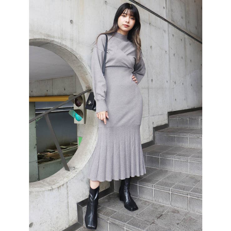 カシュクールコンビニットワンピース[品番：MKSW0047839]｜MURUA