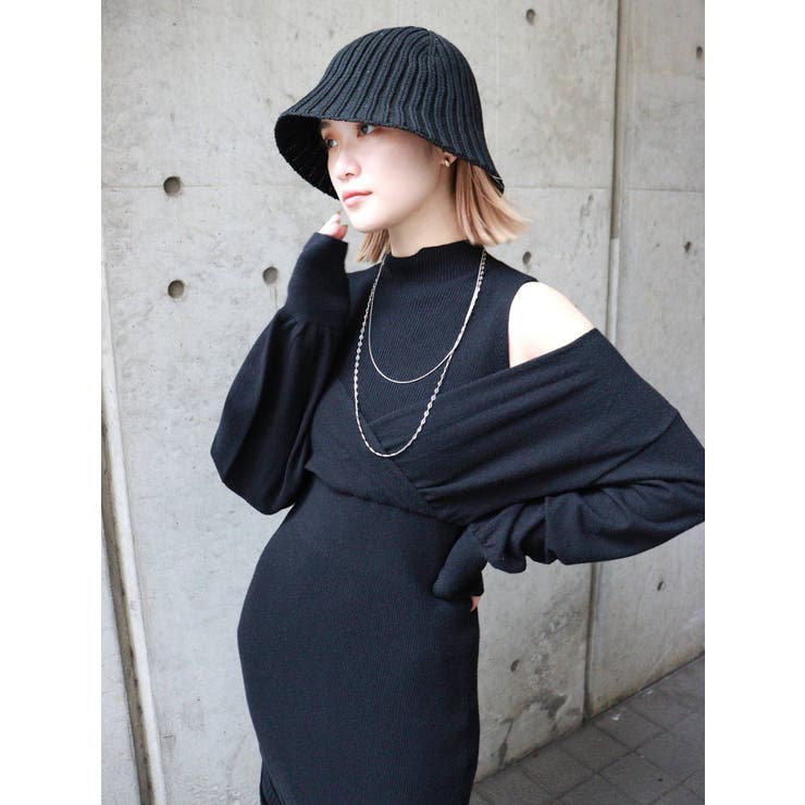 カシュクールコンビニットワンピース[品番：MKSW0047839]｜MURUA（ムルーア）のレディースファッション通販｜SHOPLIST（ショップリスト）