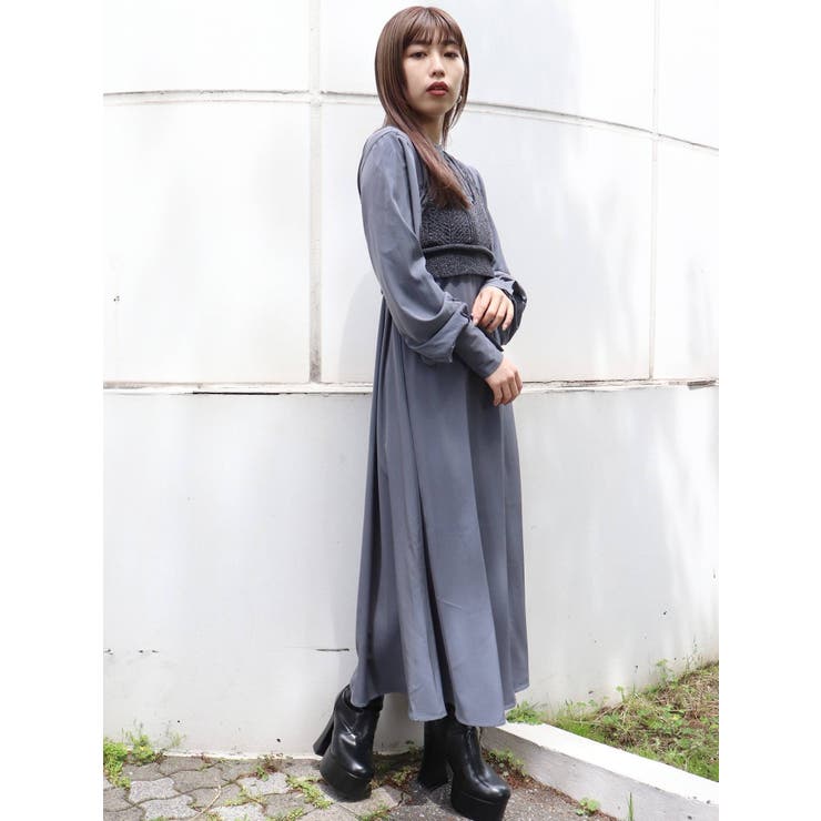 ニットビスチェセットギャザーワンピース【セットアイテム