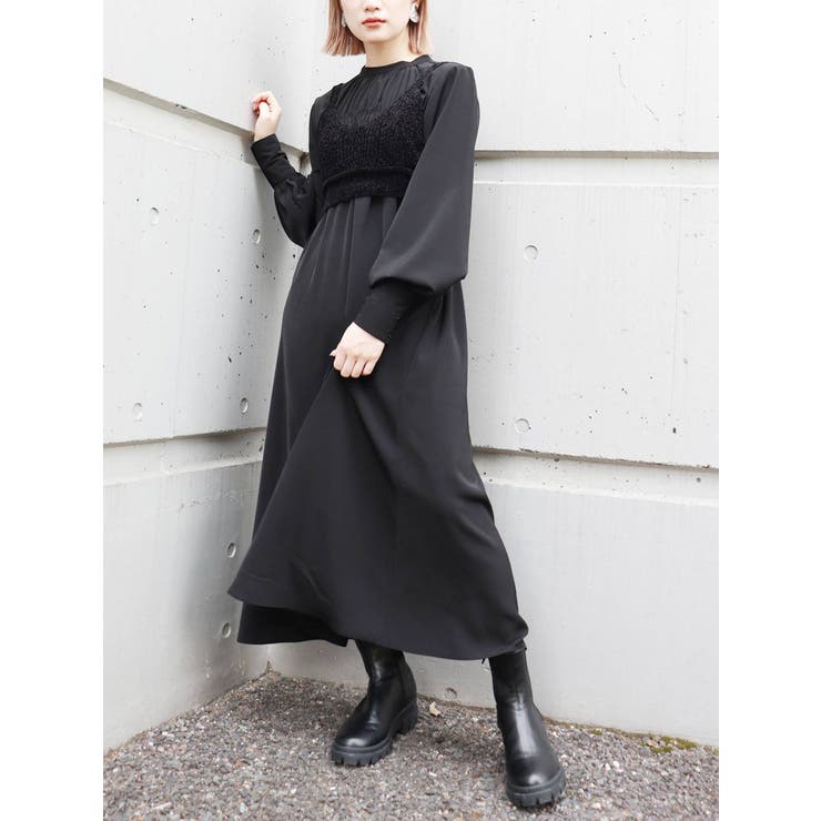 ニットビスチェセットギャザーワンピース【セットアイテム