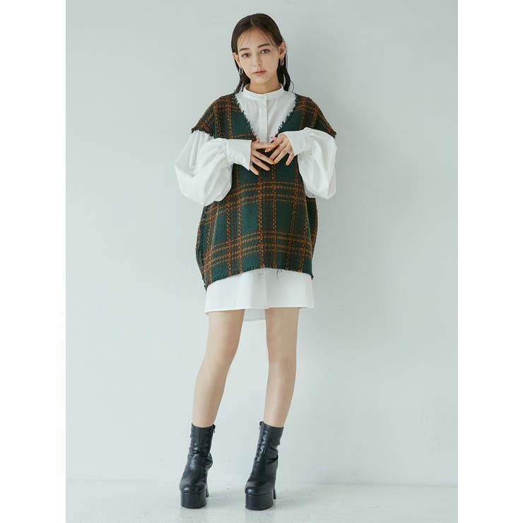 MURUA - murua ルーズベルトシャツワンピース ルーズベストシャツワンピース【セット販売】[品番：MKSW0045825